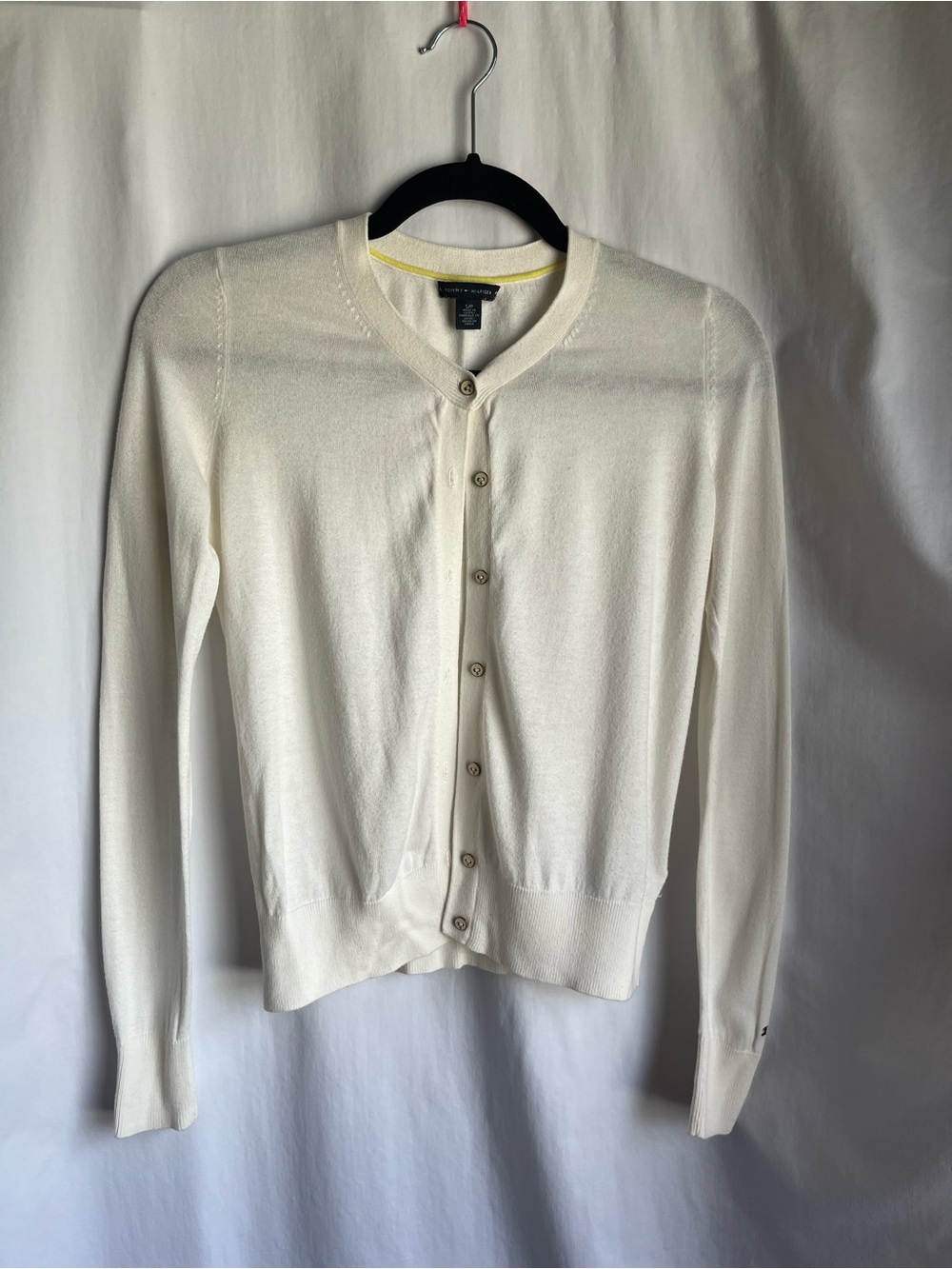 Tommy Hilfiger Cream Crewneck Button Cardigan